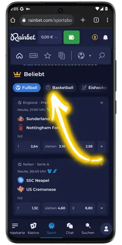 Rainbet Casino Sportart Event Auswaehlen
