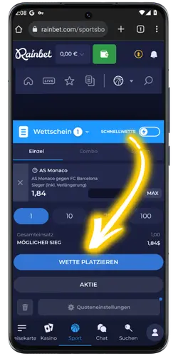 Rainbet Casino Wette Bestaetigen Ergebnis Verfolgen